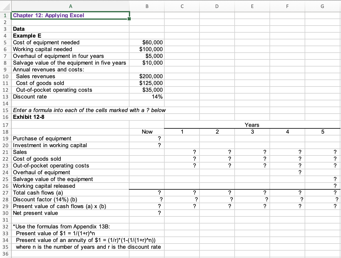 I need help with filling this Excel sheet out. If you could