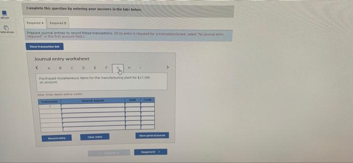 for $17390 an account 8. Recognized depreciation on manufacturing plant of $36.000