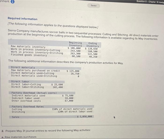 company has two production processes. Conversion cost is added evenly throughout each