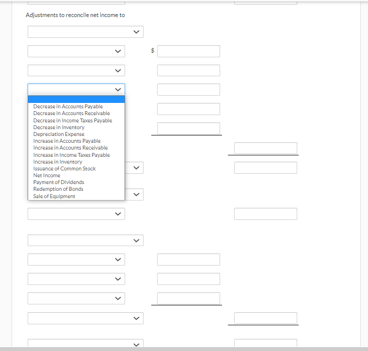 4 of 5> i Vaughn Manufacturing Statement of Cash Flows Question 4