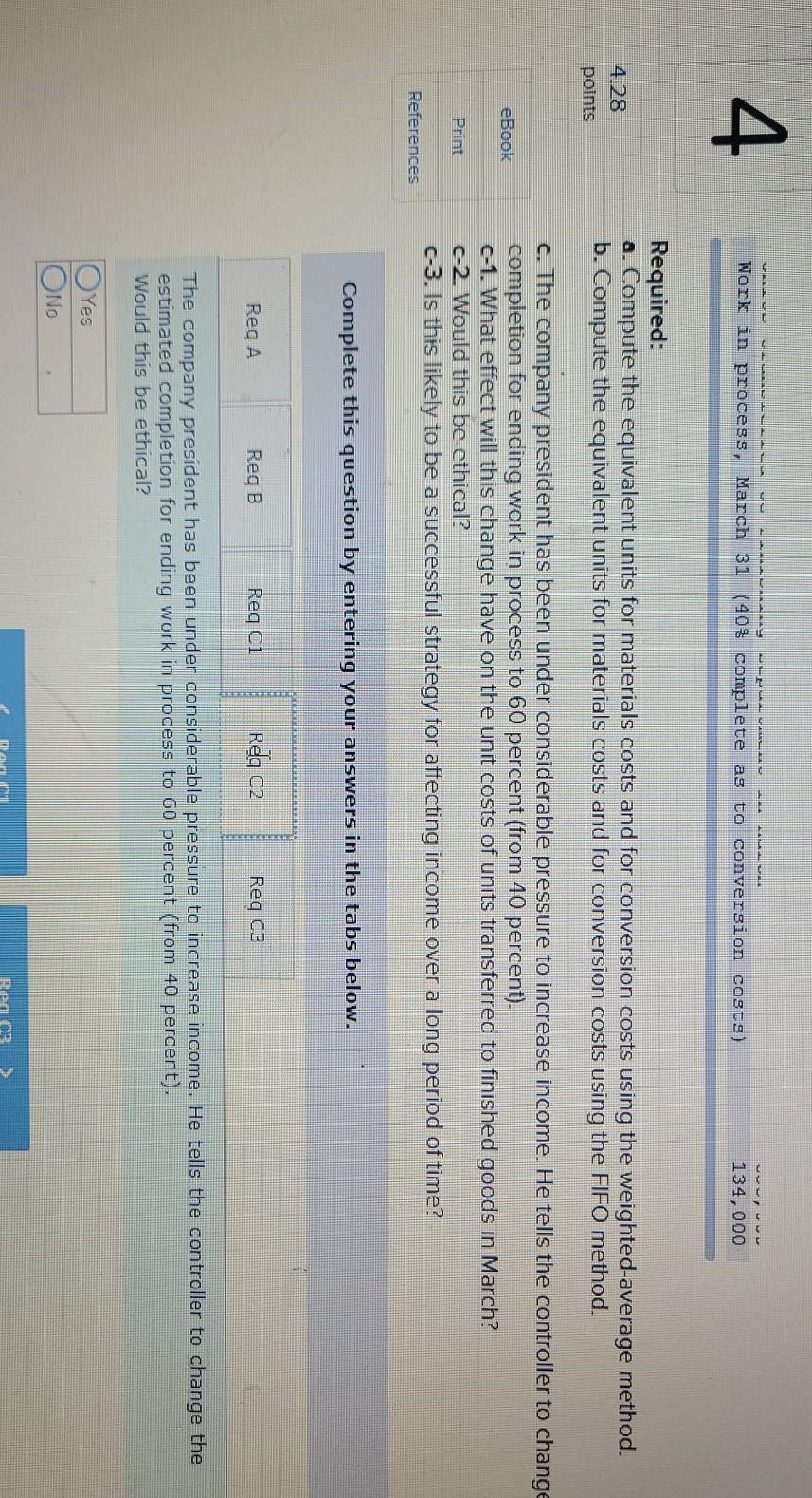 transferred to Finishing Department in March Work in process, March 31 (40%