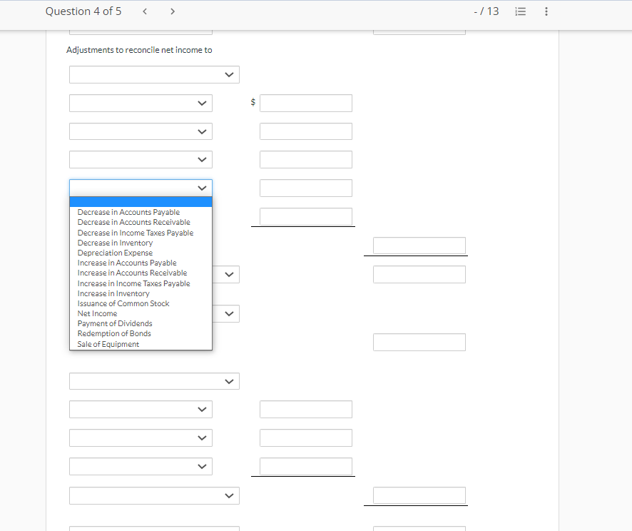 of 5 /13: vaugin Manuracturing Statement of Cash Flows Adjustments to reconcile