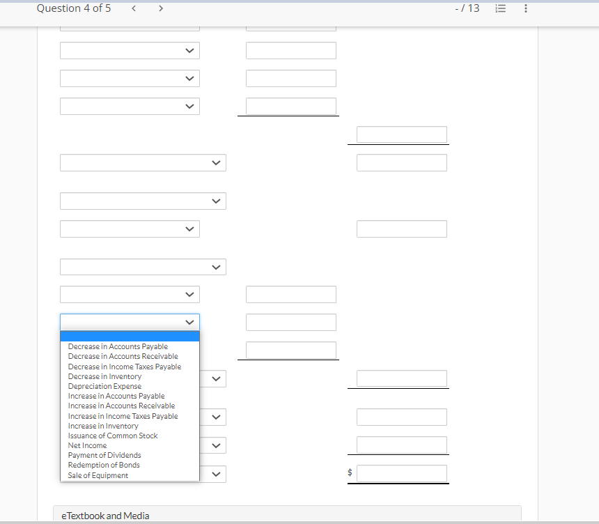 Payable Decrease in Accounts Receivable Decrease in Income Taxes Payable Decrease in