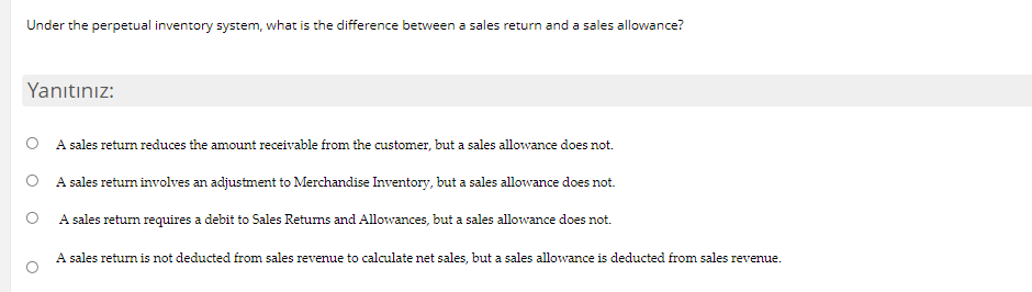  Under the perpetual inventory system, what is the difference between a