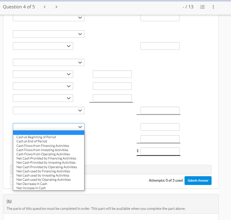 Income Payment of Dividends Redemption of Bonds Sale of Equipment Adjustments to