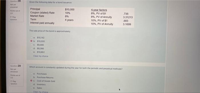 are these correct? 28 Given the following data for a bond issuance