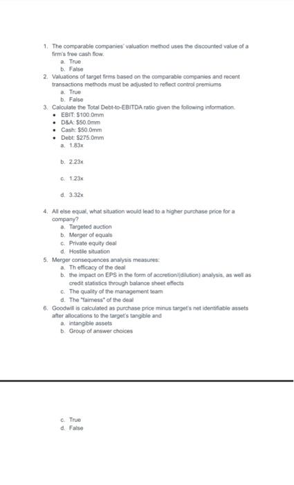 Please can you answer question 1-6 multiple choice question? Thank you! 1.