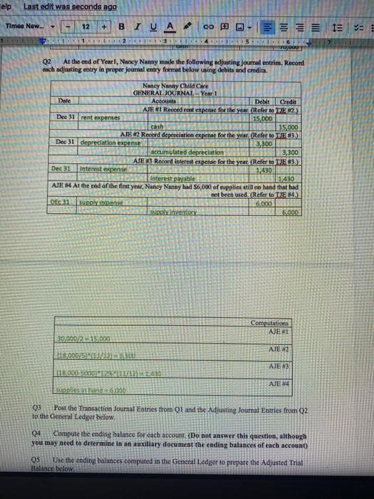 following transactions occurred during Your 1, the first year of business, for