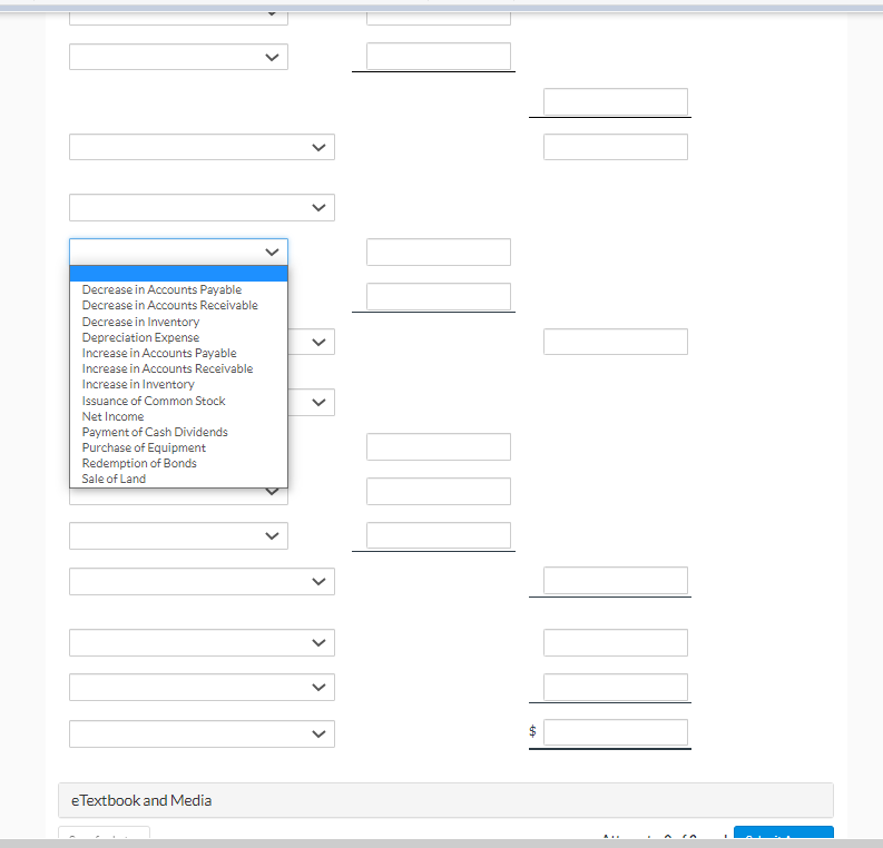3 used Submit Answer Prepare a statement of cash flows for 2022