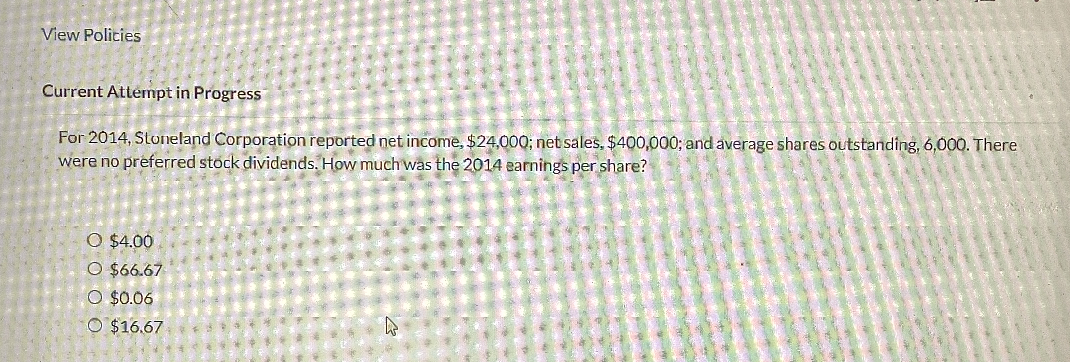  View Policies Current Attempt in Progress For 2014, Stoneland Corporation reported