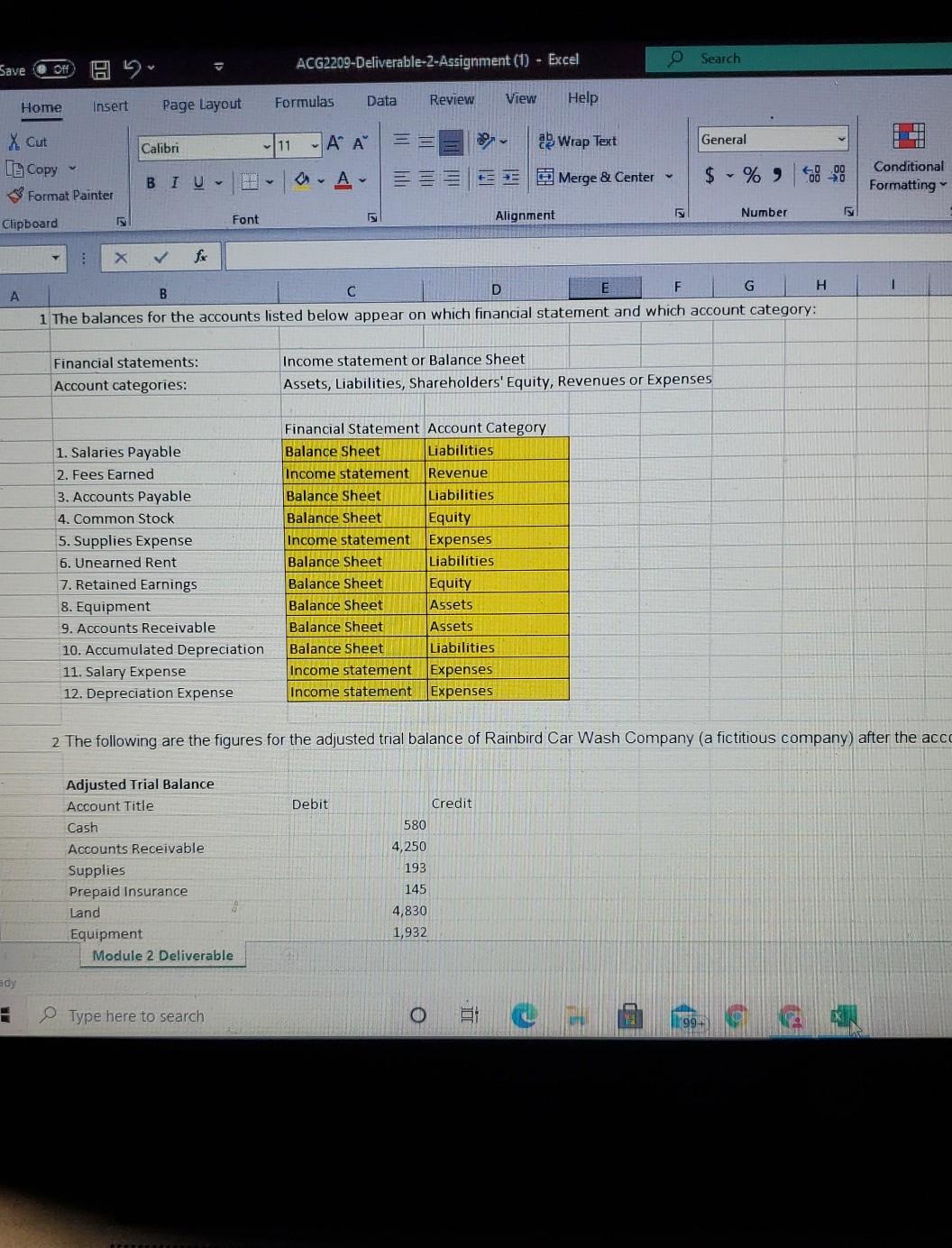 fill out the spreadsheet for the RainBird car wash company. and this