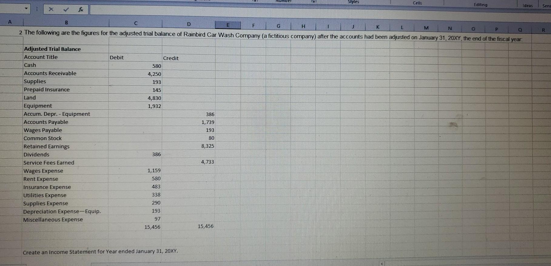 is the spreadsheet that needs to be completed Create a Balance Sheet