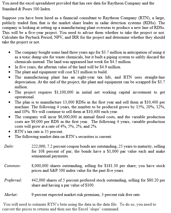  You need the excel spreadsheet provided that has raw data for