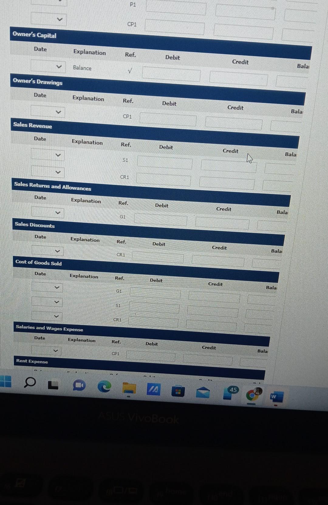 January 1 Opening Balance S. Meek $8,000 R. Moses 12,000 D. Saito