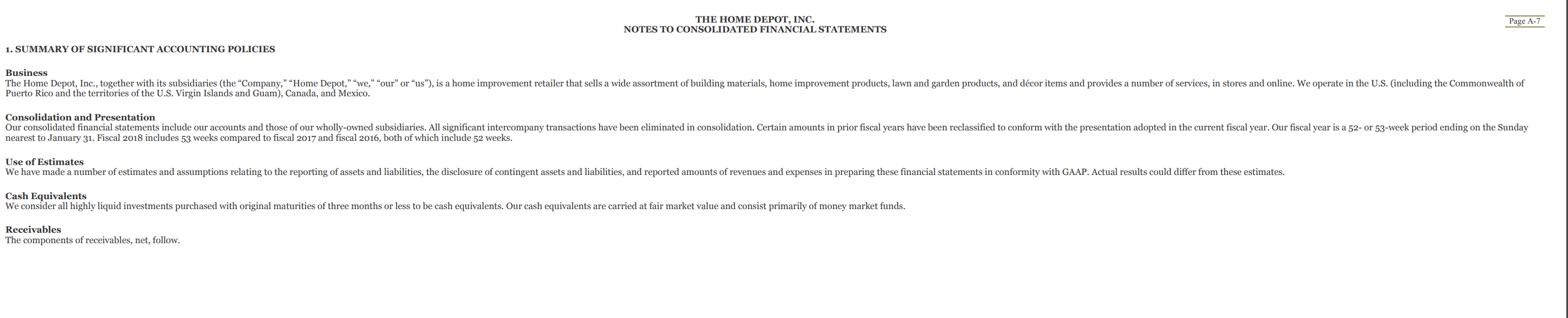 in the three-year period ended February 3, 2019, and the related notes