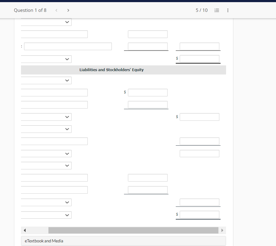 answer is correct. Question 1 of 8 5/10 : Prepare a classified