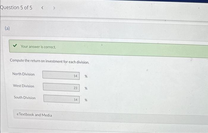 Progress Presented below is selected information for three regional divisions of Medina