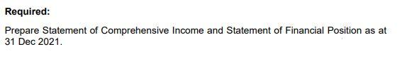 the following trial balance at 31 December 2021: RM RM 7,602,504 730,600