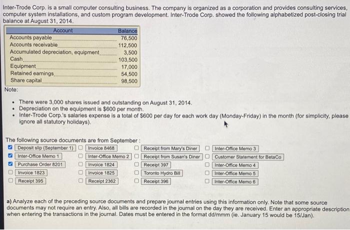 how do you solve this question? Need answer asap. Inter-Trode Corp. is