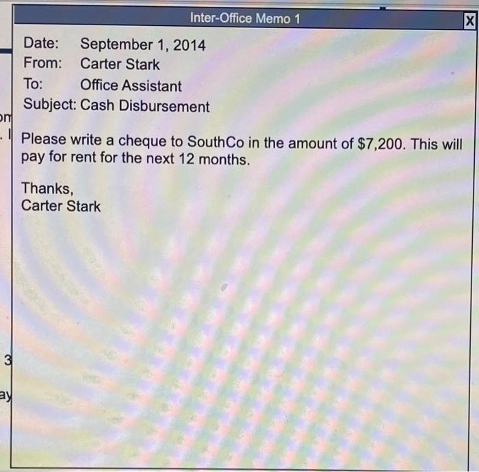Corp. showed the following alphabetized post-closing trial balance at August 31, 2014.