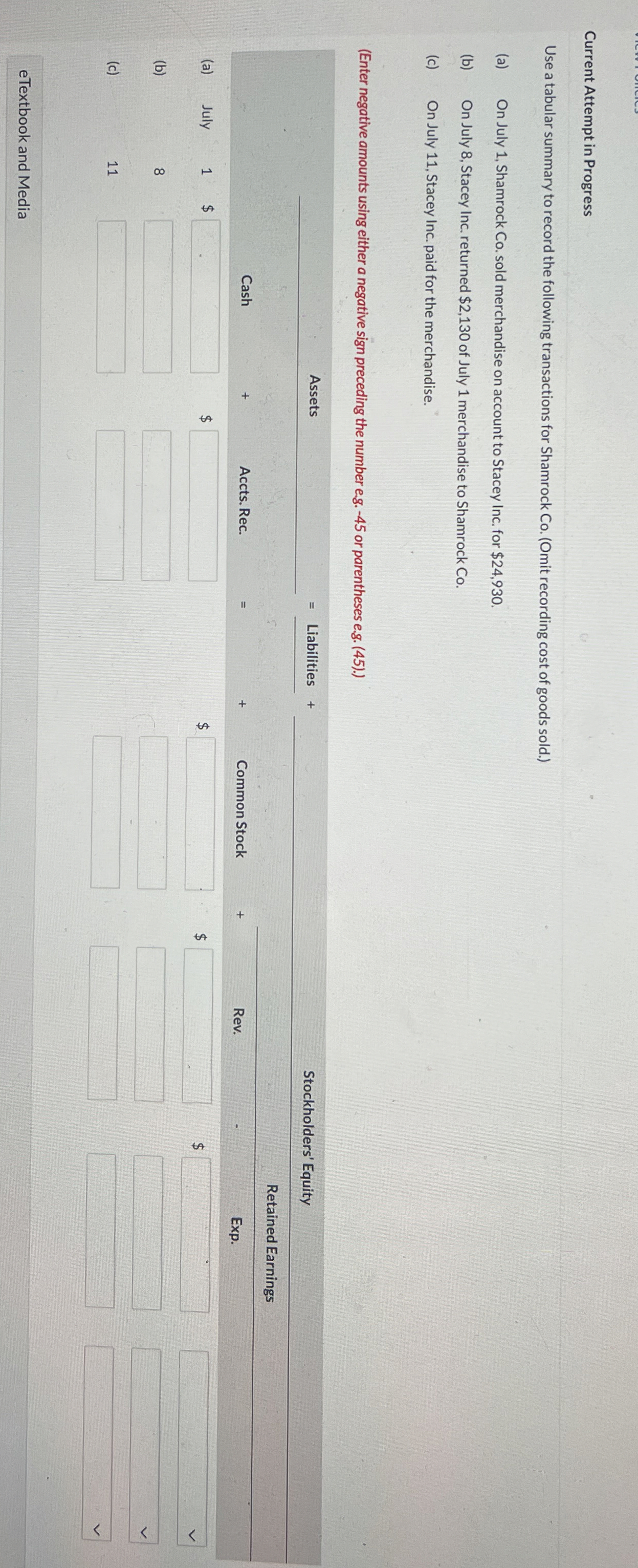  Current Attempt in Progress Use a tabular summary to record the