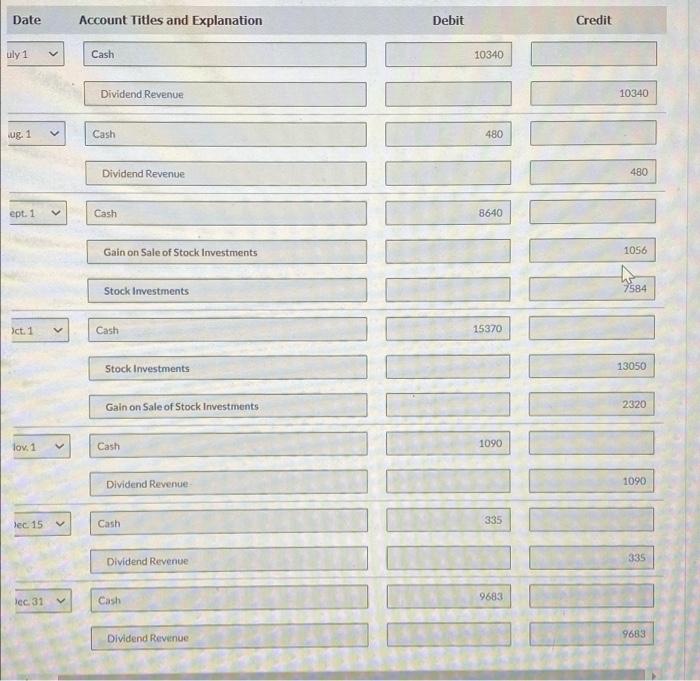 its first year of operations, Sheridan Associates owned the following securities that