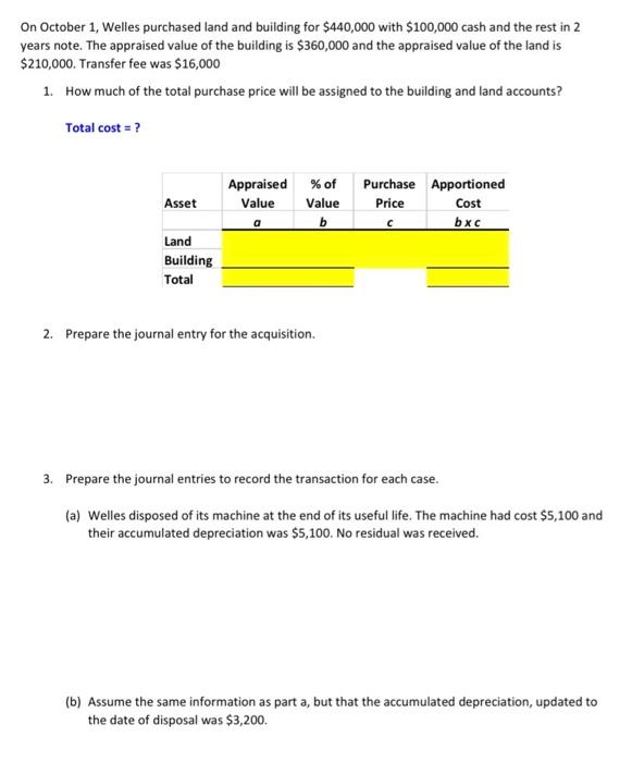 Please complete all stages: 1) Total cost with table 2) Journal Entry