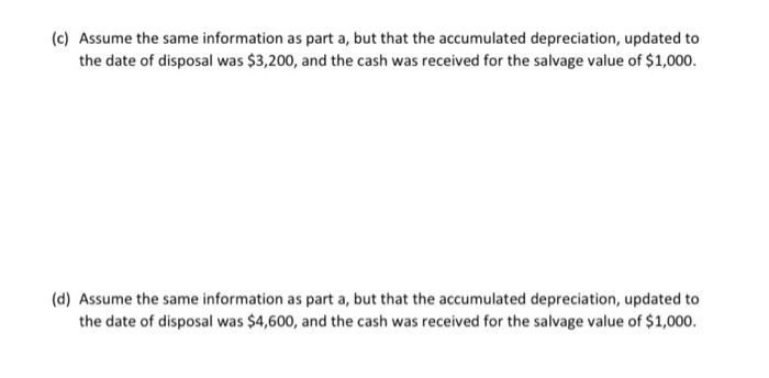 for acquisition 3) Journal Entry for each case (4 cases) On October