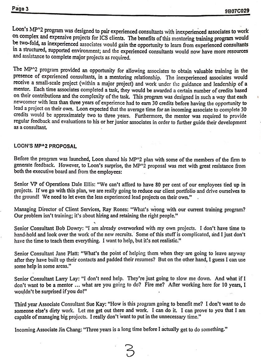 recomandation/suggestions/action plan IONS CONSULTING: THE MP^2 TRAINING PROGRAM Seung Hwan (Mark) Lee