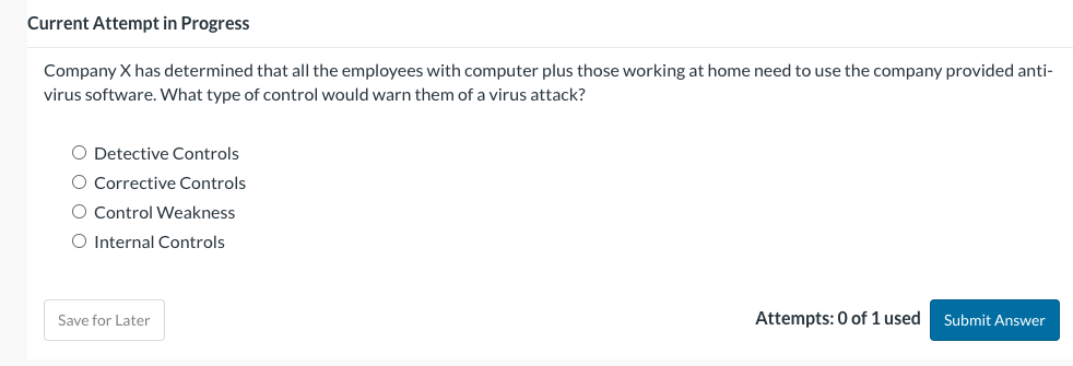  Current Attempt in Progress Company X has determined that all the