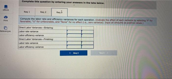 materials-X442 and Y661. The company uses a standard cost system, with the