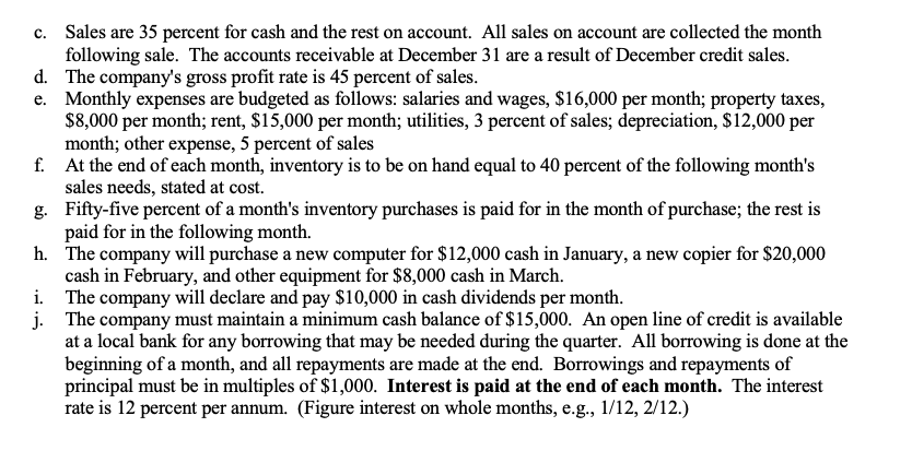 Gardner Corporation prepares its master budget on a quarterly basis. The following