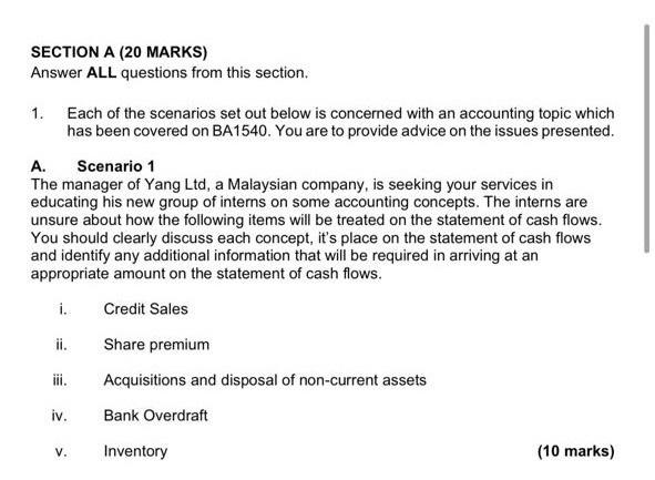 Answer A please. SECTION A (20 MARKS) Answer ALL questions from this