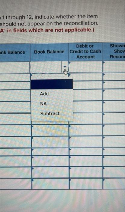 and whether it should or should not appear on the reconciliation (Select