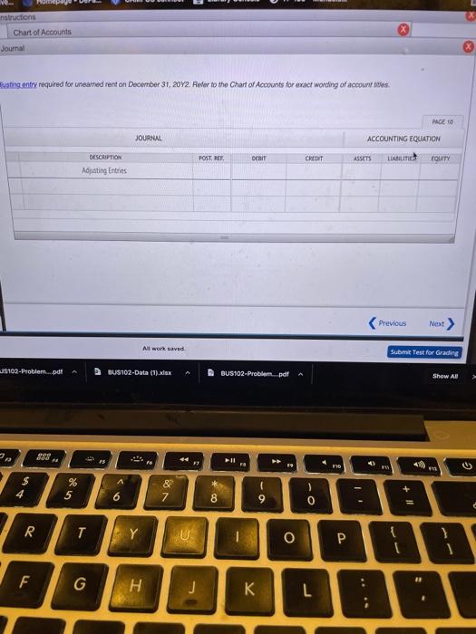 31, 2012. Refer to the Chart of Accounts for exact wording of