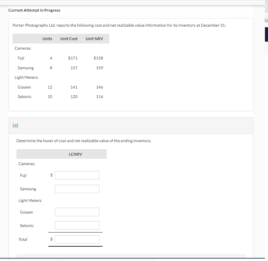 Question im stuck on on chapter 6 Current Attempt in Progress Porter
