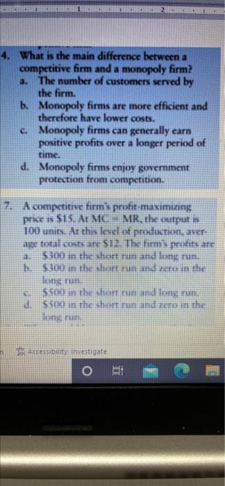  4. What is the main difference between a competitive firm and