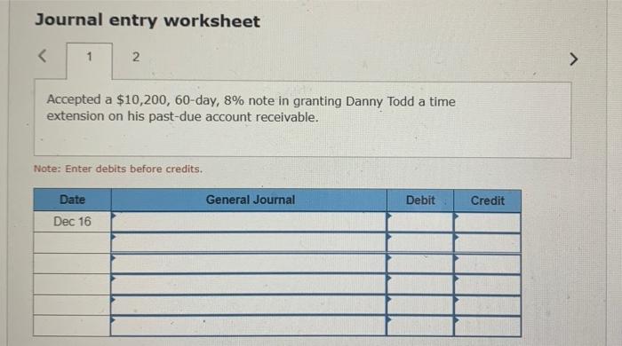 year) Year 1 Dec. 16 Accepted $10,200, 60-day, s note in granting