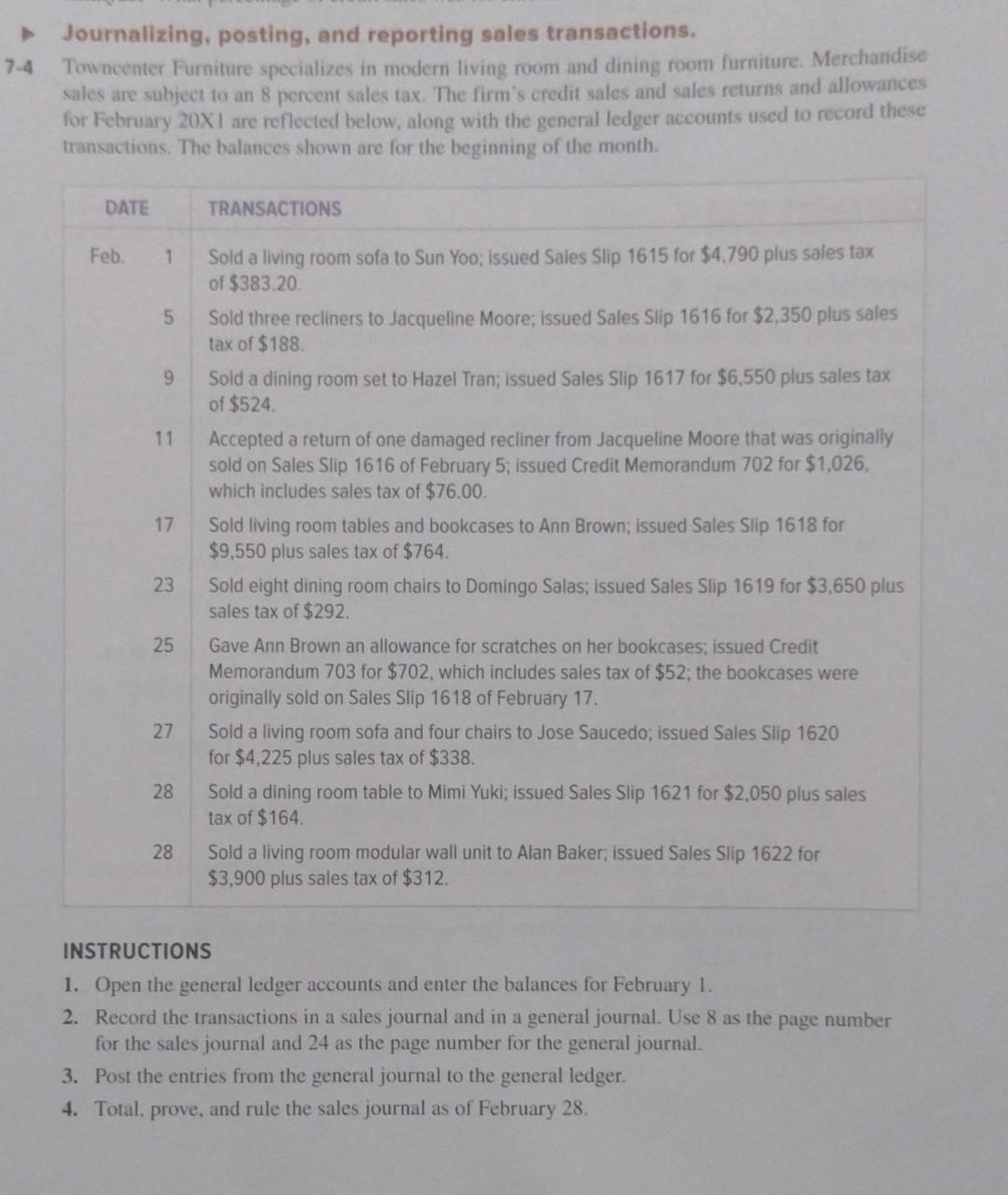 ***Please help with Instructions 1-5. Also include a schedule of Accounts