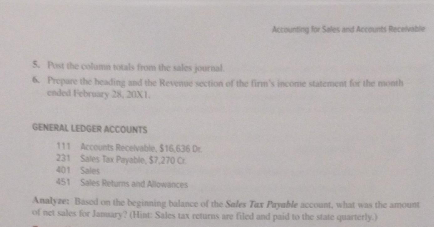 Receivable.*** Journalizing, posting, and reporting sales transactions. Towncenter Furniture specializes in modern