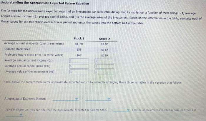  Understanding the Approximate Expected Return Equation The formula for the approximate