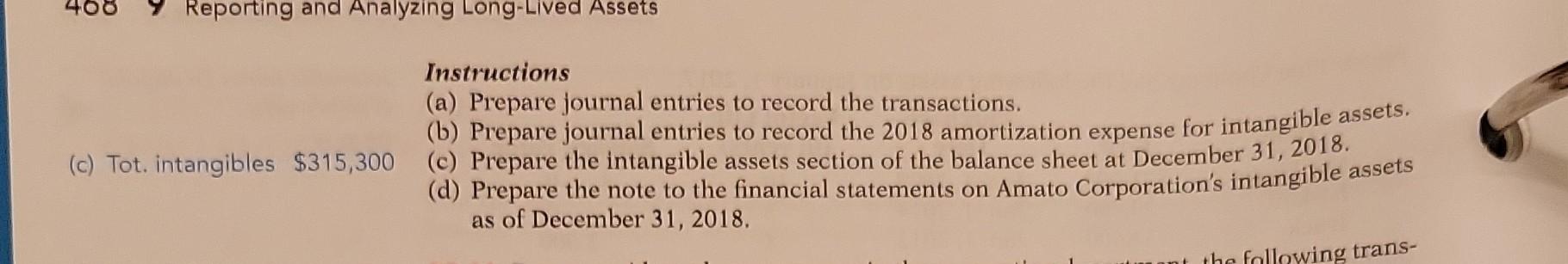 Amato Corporation's balance sheet at December Prepare entries to record transactions related