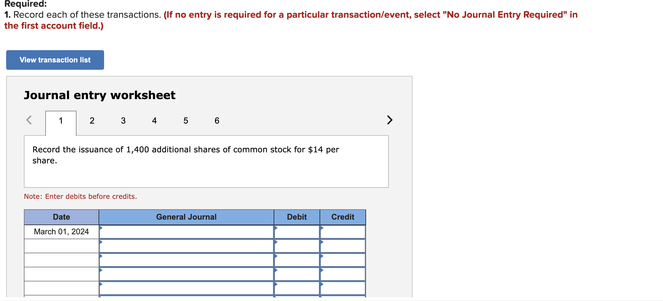 Problem 10-2B (Algo) Record equity transactions and indicate the effect on the