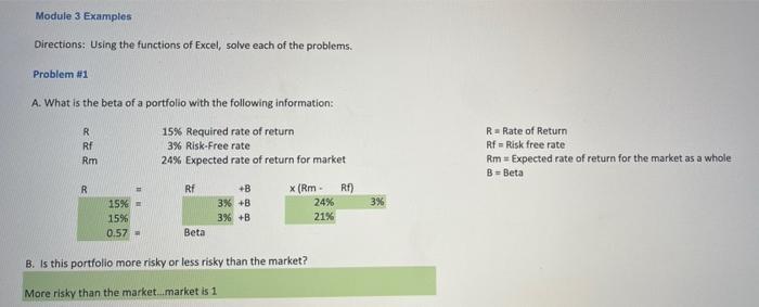 the problems. Problem #1 A. What is the beta of a portfolio