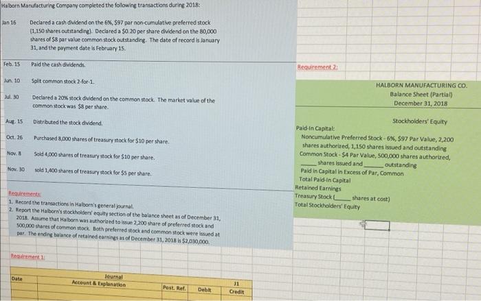 hi can someone help with the second requirements ? Halborn Manufacturing Company