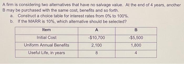 Do not use excel to do it! A firm is considering two