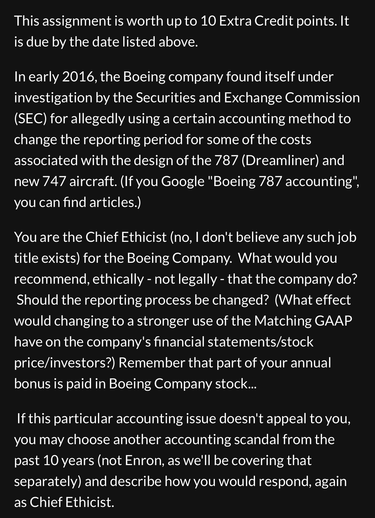  This assignment is worth up to 10 Extra Credit points. It