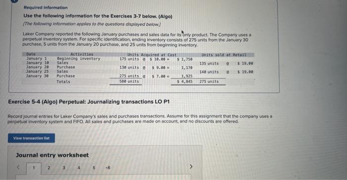 i need help with this problem Required information Use the following information