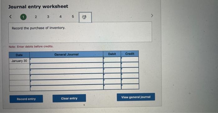 from beginning inventory. Exercise 5-4 (Algo) Perpetual: Journalizing transactions LO P1 Rocord