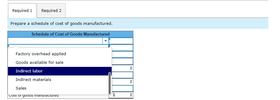 Activities for the period Raw materials purchases Direct materials used Direct labor